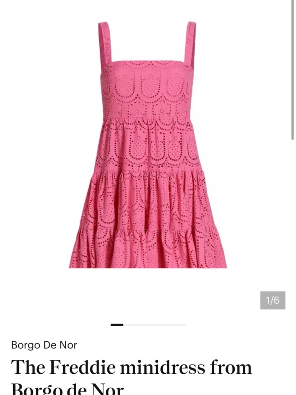 Borgo De Nor The Freddie Hot Pink Eyelet Tiered Minidress